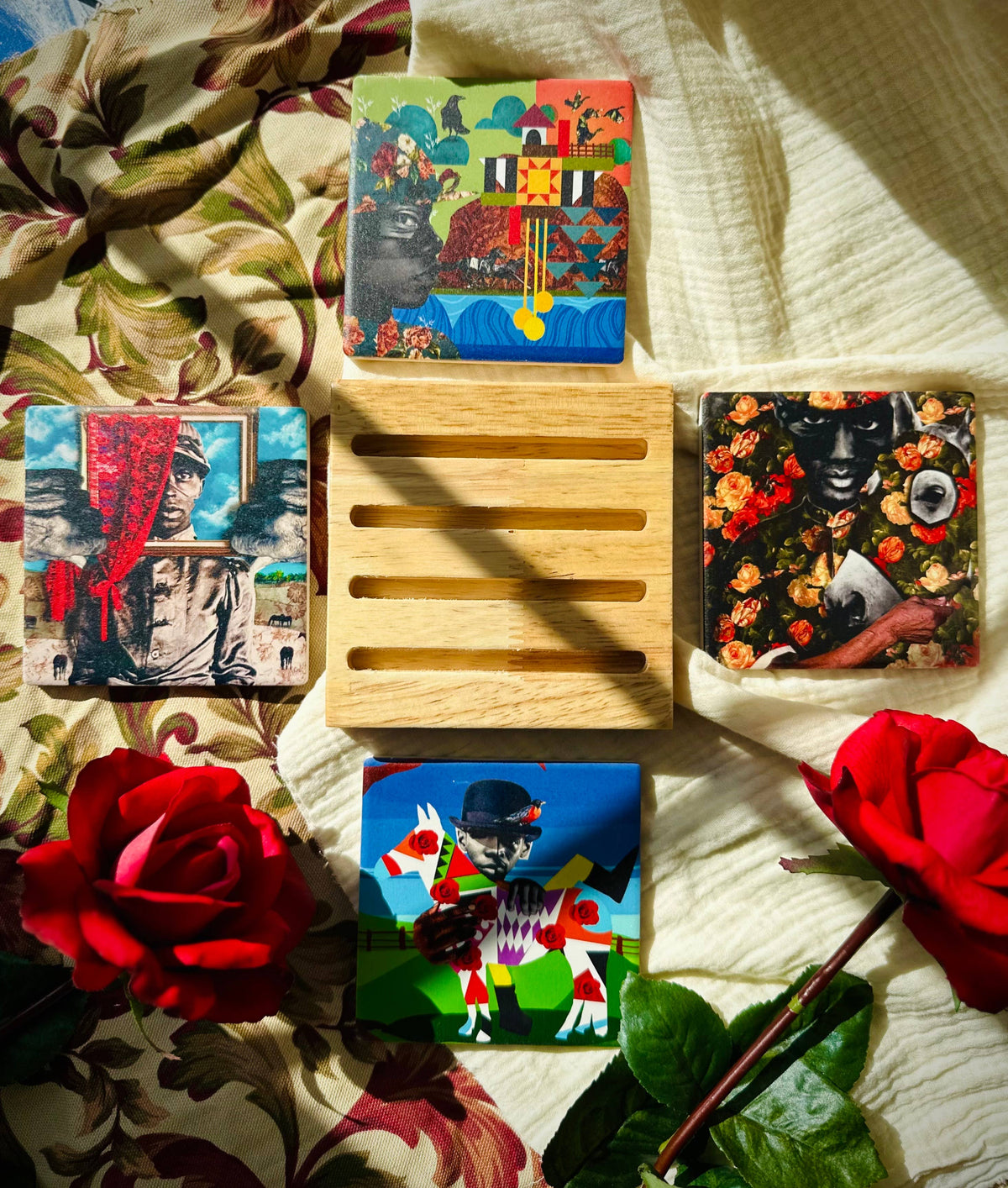 Dafri Studios - Behind the Roses Ceramic Coaster Set (4 designs)