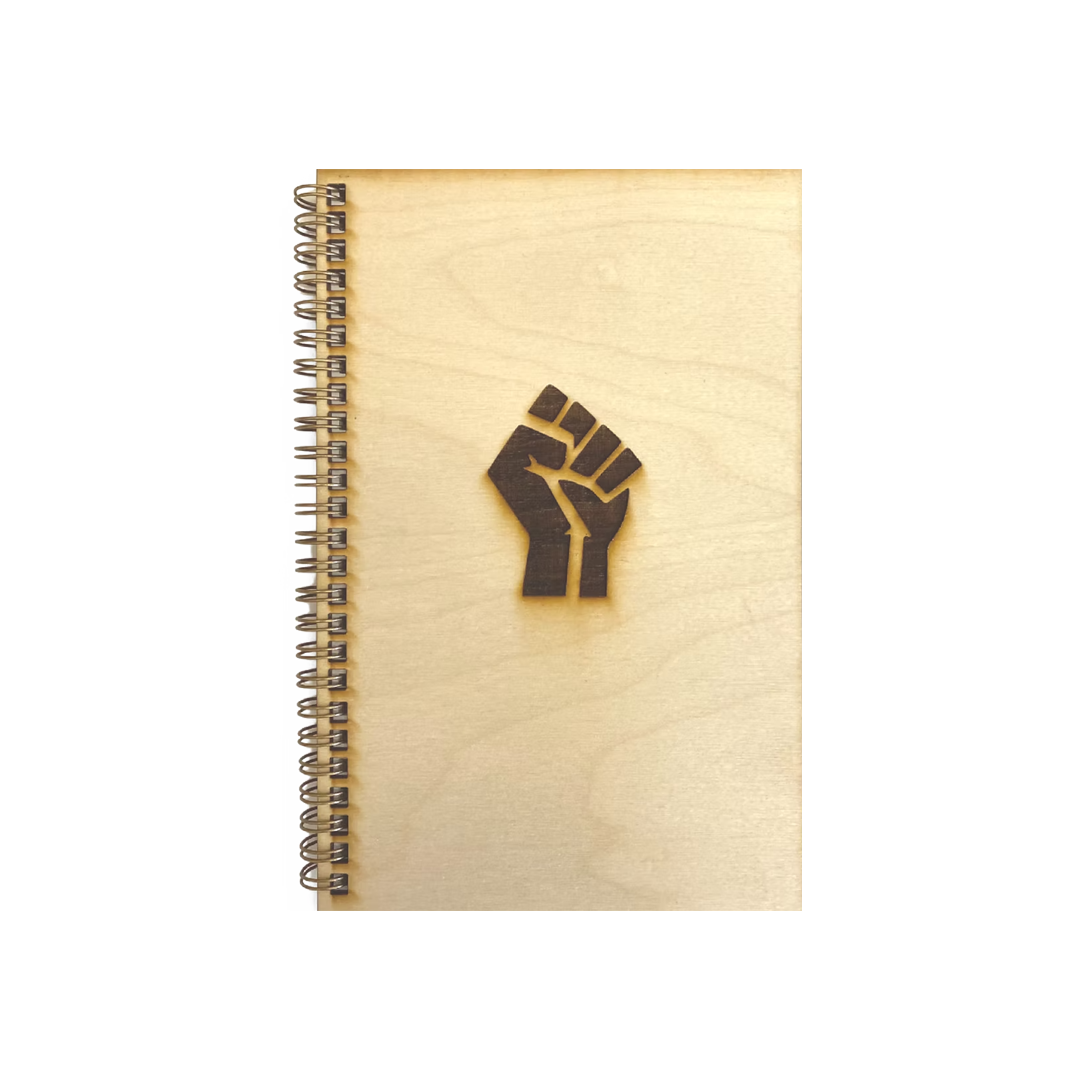 Black Power Fist Wooden Journal