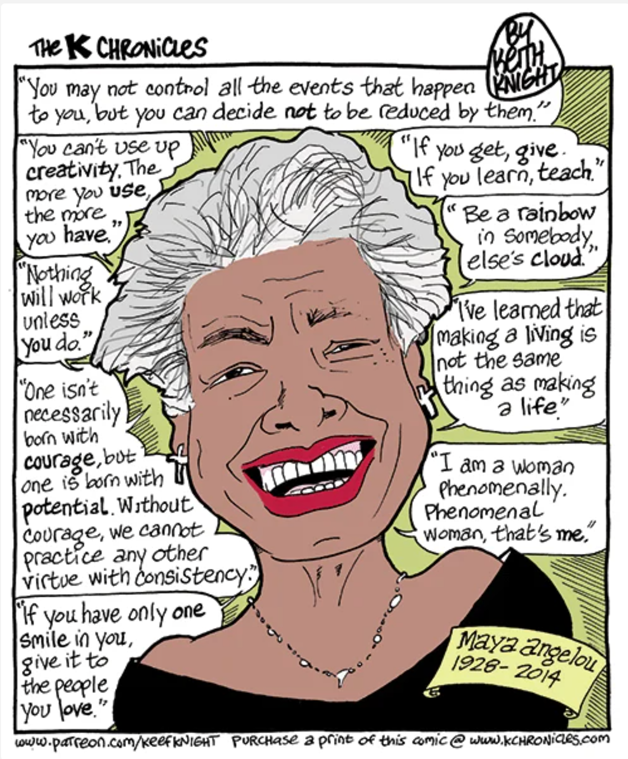 Maya Angelou Cartoon Print