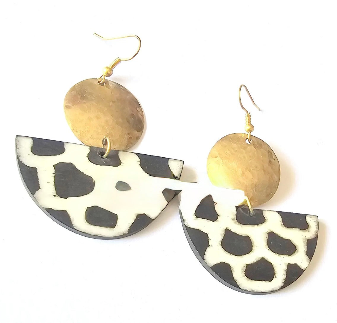 Bone, Brass, and Bead Earrings – Zuri