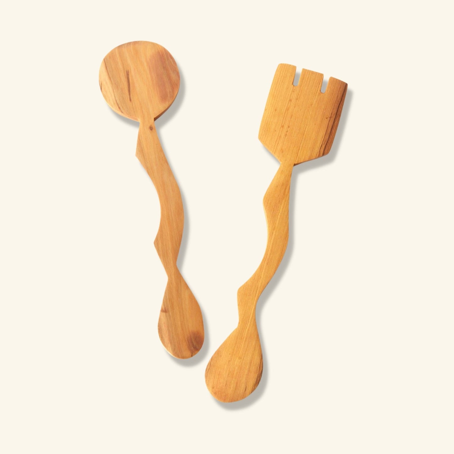 Wild Olive Wood Dune Salad Servers