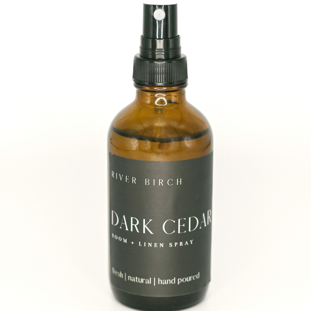 River Birch Candles - Dark Cedar - 4 oz Amber Glass Room + Linen Spray