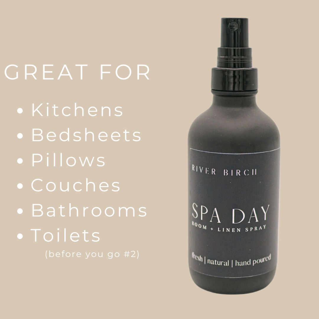 River Birch Candles - Spa Day - 4 oz Black Glass Room + Linen Spray