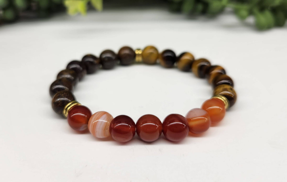 DEPRESSION SUPPORT - Tiger Eye/Banded Carnelian/Bronzite: OPTION #1: Bracelets Only