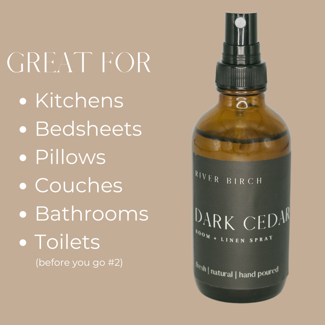 River Birch Candles - Dark Cedar - 4 oz Amber Glass Room + Linen Spray