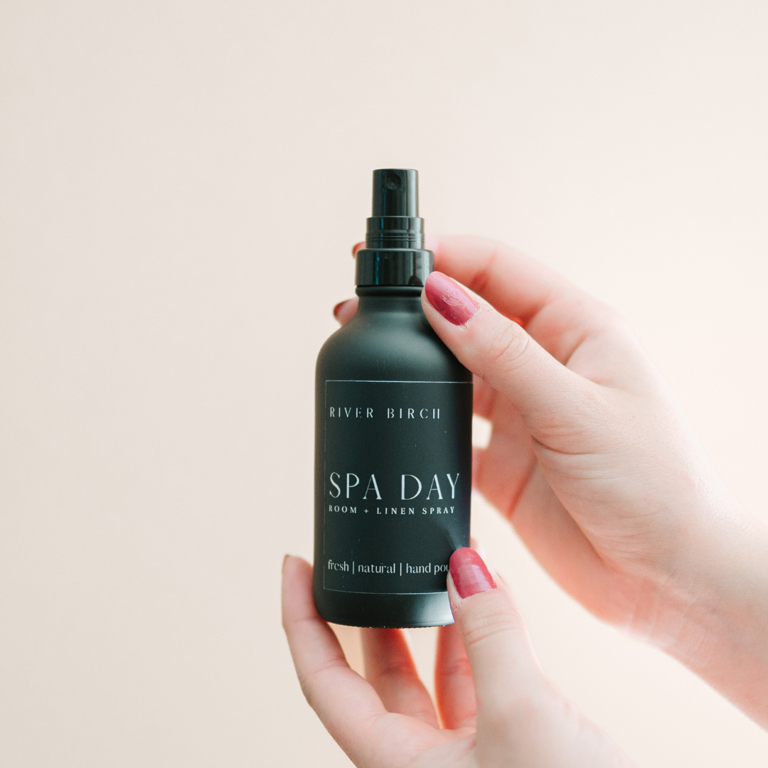 River Birch Candles - Spa Day - 4 oz Black Glass Room + Linen Spray