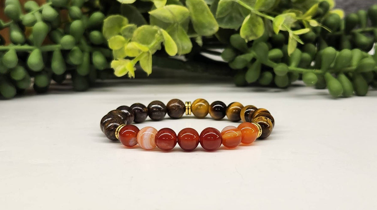 DEPRESSION SUPPORT - Tiger Eye/Banded Carnelian/Bronzite: OPTION #1: Bracelets Only