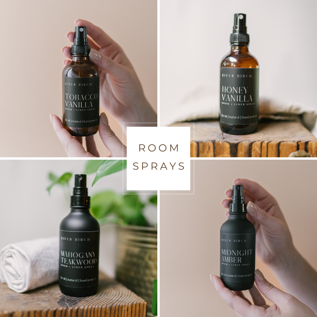 River Birch Candles - Dark Cedar - 4 oz Amber Glass Room + Linen Spray