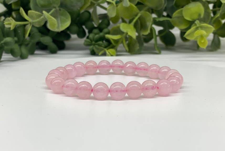 Meraki Gemstones - Rose Quartz Stretchable Bracelet 8mm: Bracelets With Information Cards
