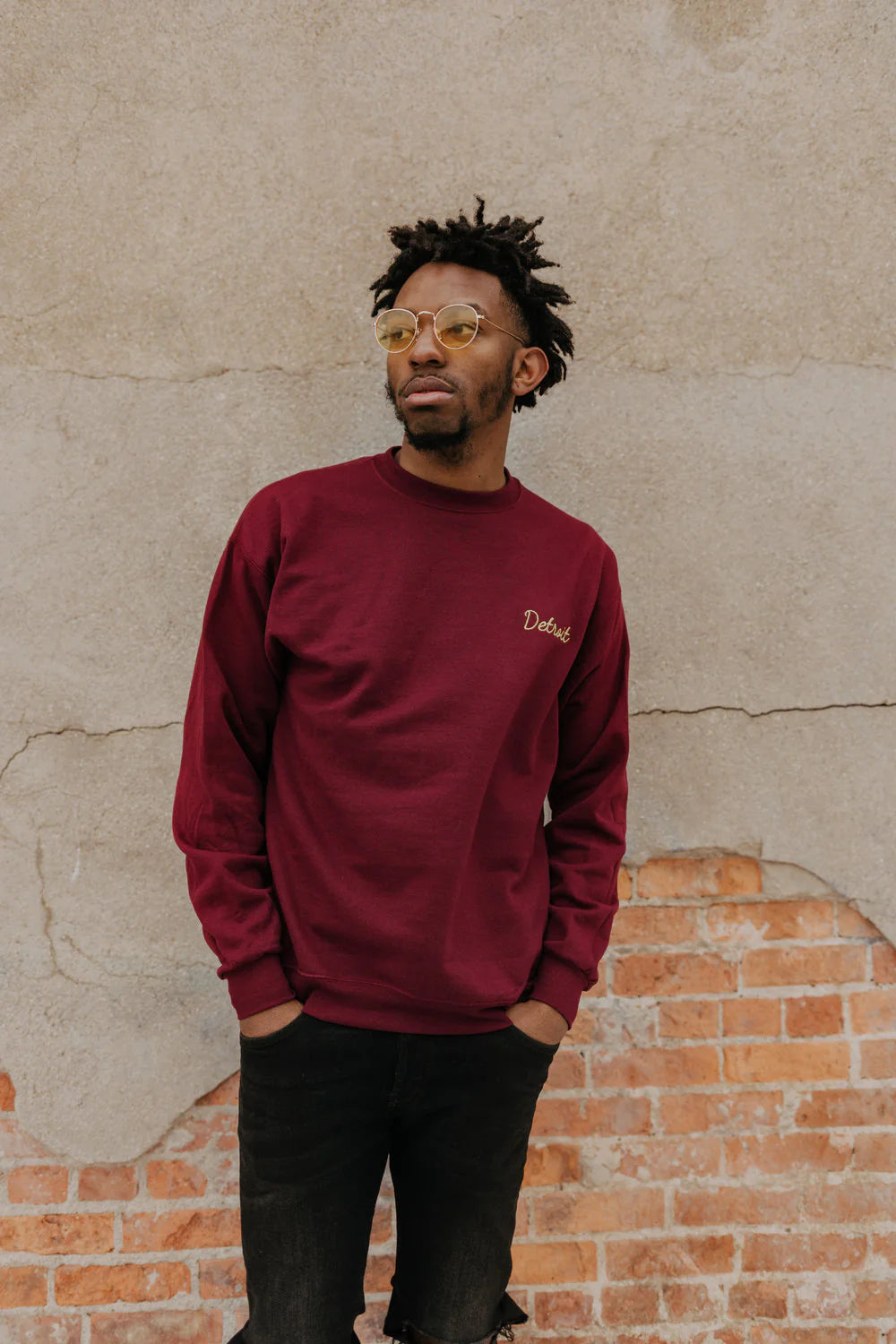 Detroit Cursive Sweatshirt (Burgundy)*