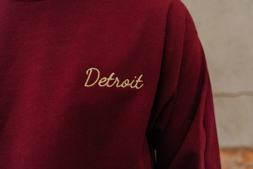 Detroit Cursive Sweatshirt (Burgundy)*