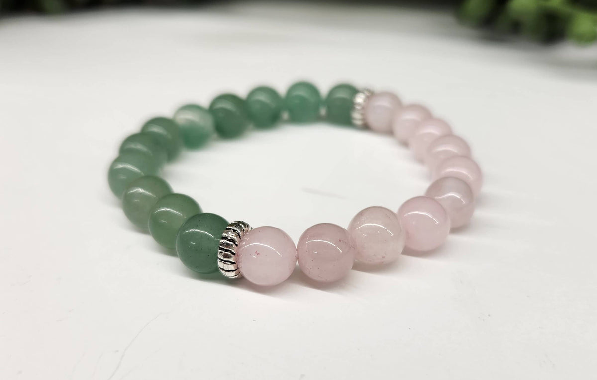 FERTILITY - Green Aventurine & Rose Quartz Bracelet 8mm: OPTION #1: Bracelets Only