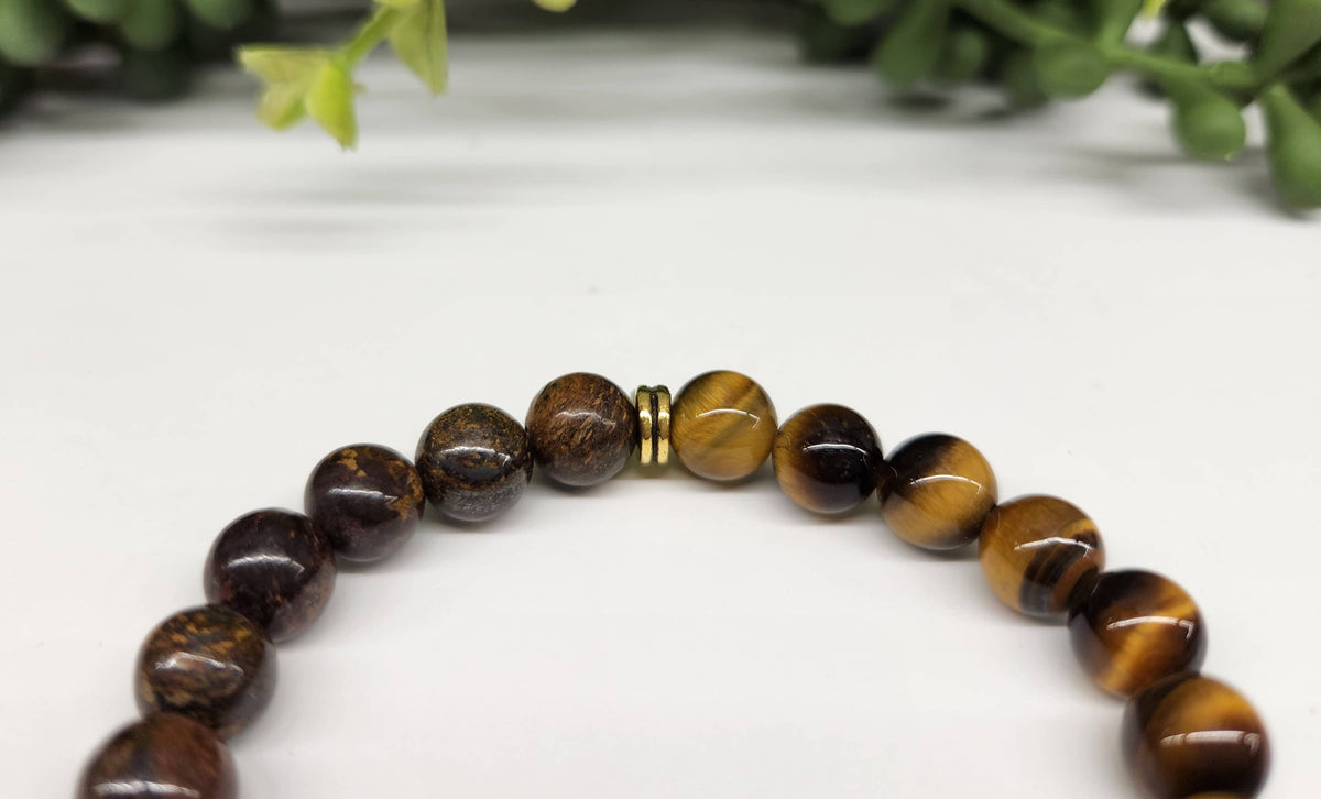 Meraki Gemstones - DEPRESSION SUPPORT - Tiger Eye/Banded Carnelian/Bronzite: OPTION #2: Bracelets with Informational Cards