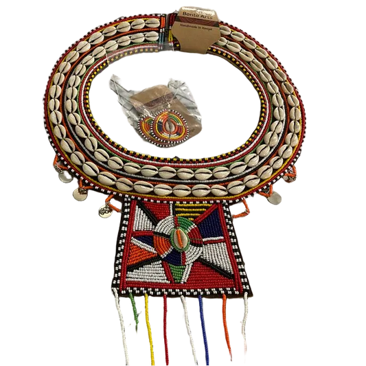 Bonto Arts Shell Maasai Necklace & Earrings Set