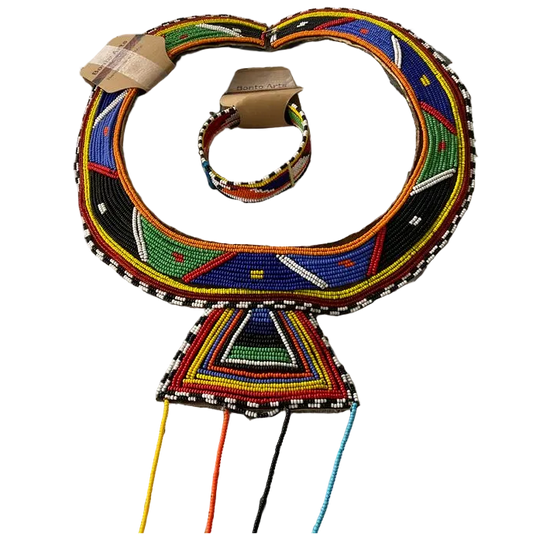 Bonto Arts Medium Maasai Necklace Bracelet Earrings Set