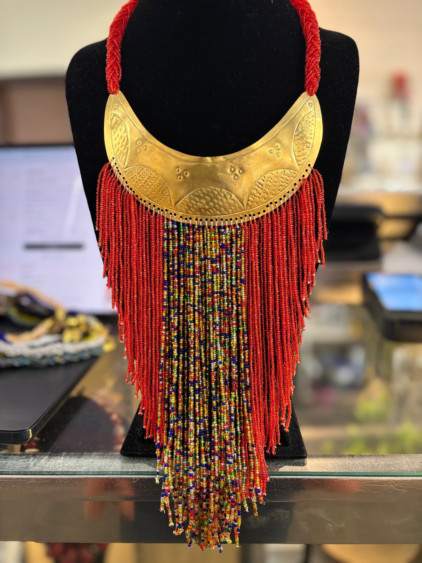 Beaded Masai Necklace, Handmade African Tribal Jewelry