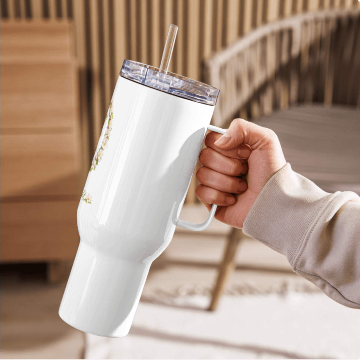 Bloom Travel Mug with a Handle