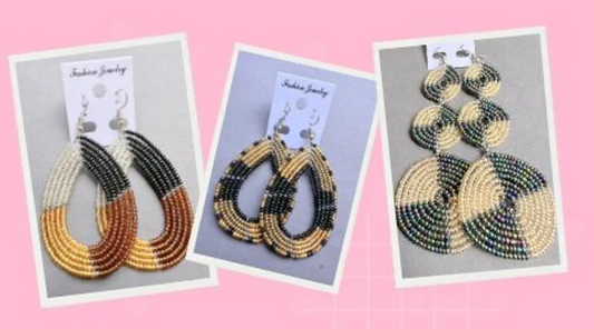 Bone, Brass, and Bead Earrings – Zuri
