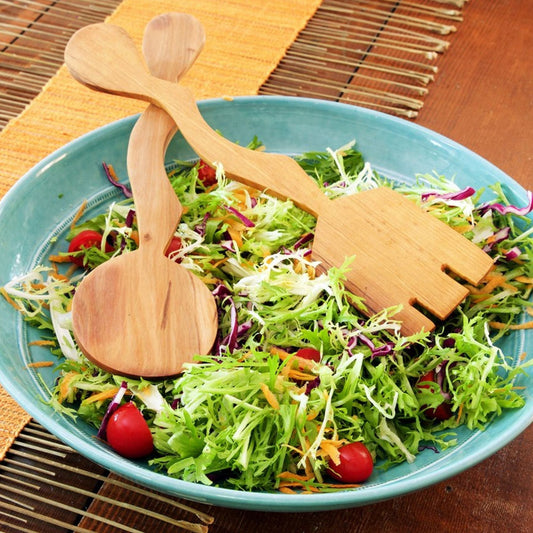 Wild Olive Wood Dune Salad Servers