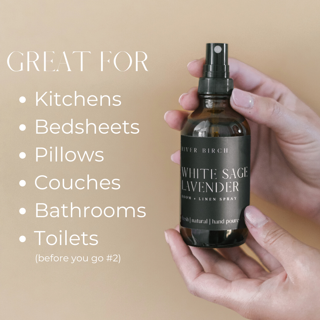 White Sage Lavender - 4 oz Amber Glass Room + Linen Spray