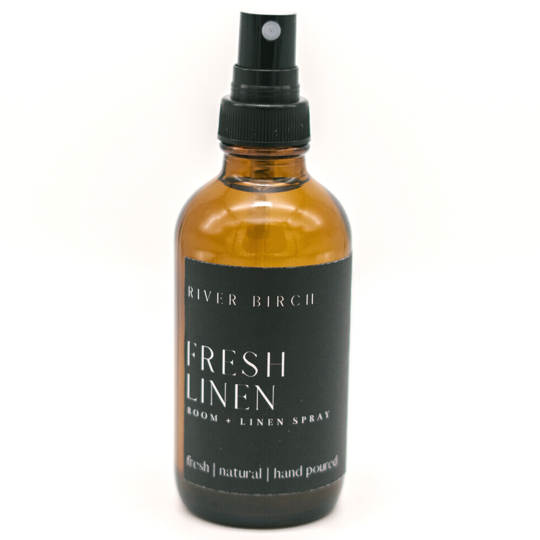 River Birch Candles - Fresh Linen  - 4 oz Amber Glass Room + Linen Spray