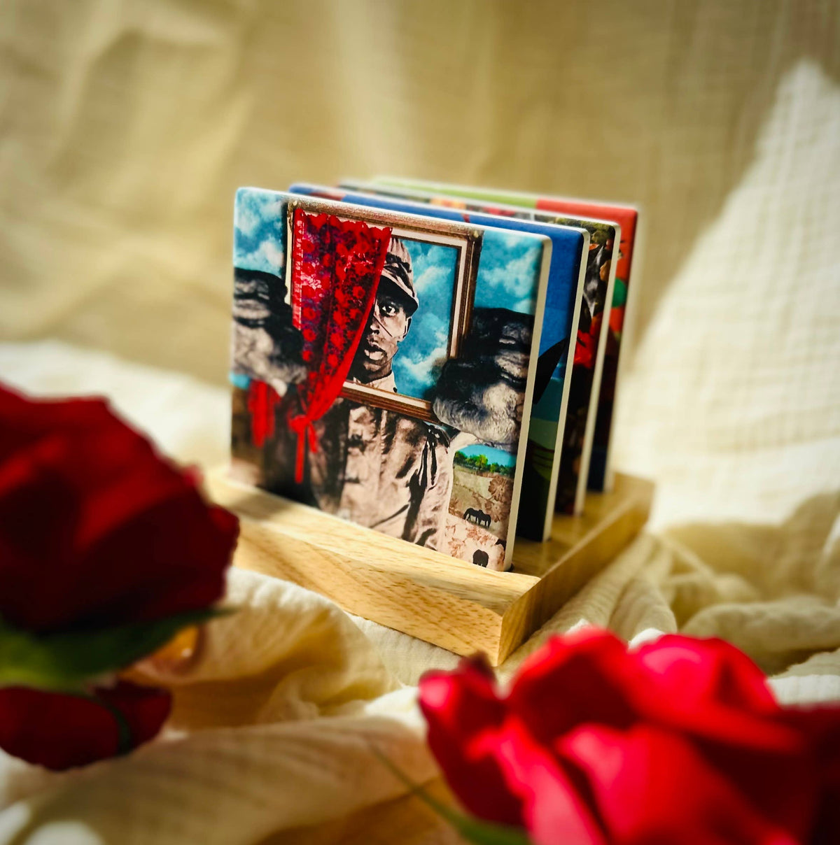 Dafri Studios - Behind the Roses Ceramic Coaster Set (4 designs)