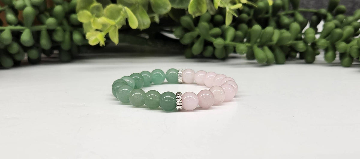 FERTILITY - Green Aventurine & Rose Quartz Bracelet 8mm: OPTION #1: Bracelets Only