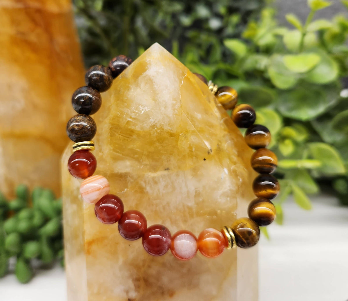 DEPRESSION SUPPORT - Tiger Eye/Banded Carnelian/Bronzite: OPTION #1: Bracelets Only