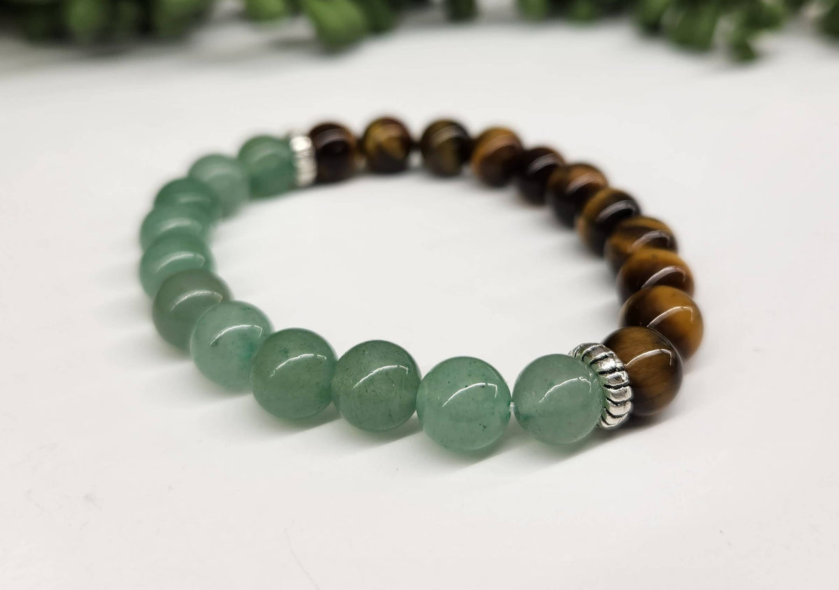 WEALTH:  Green Aventurine & Tiger Eye Bracelet 8mm Beads: OPTION #1: Bracelets Only