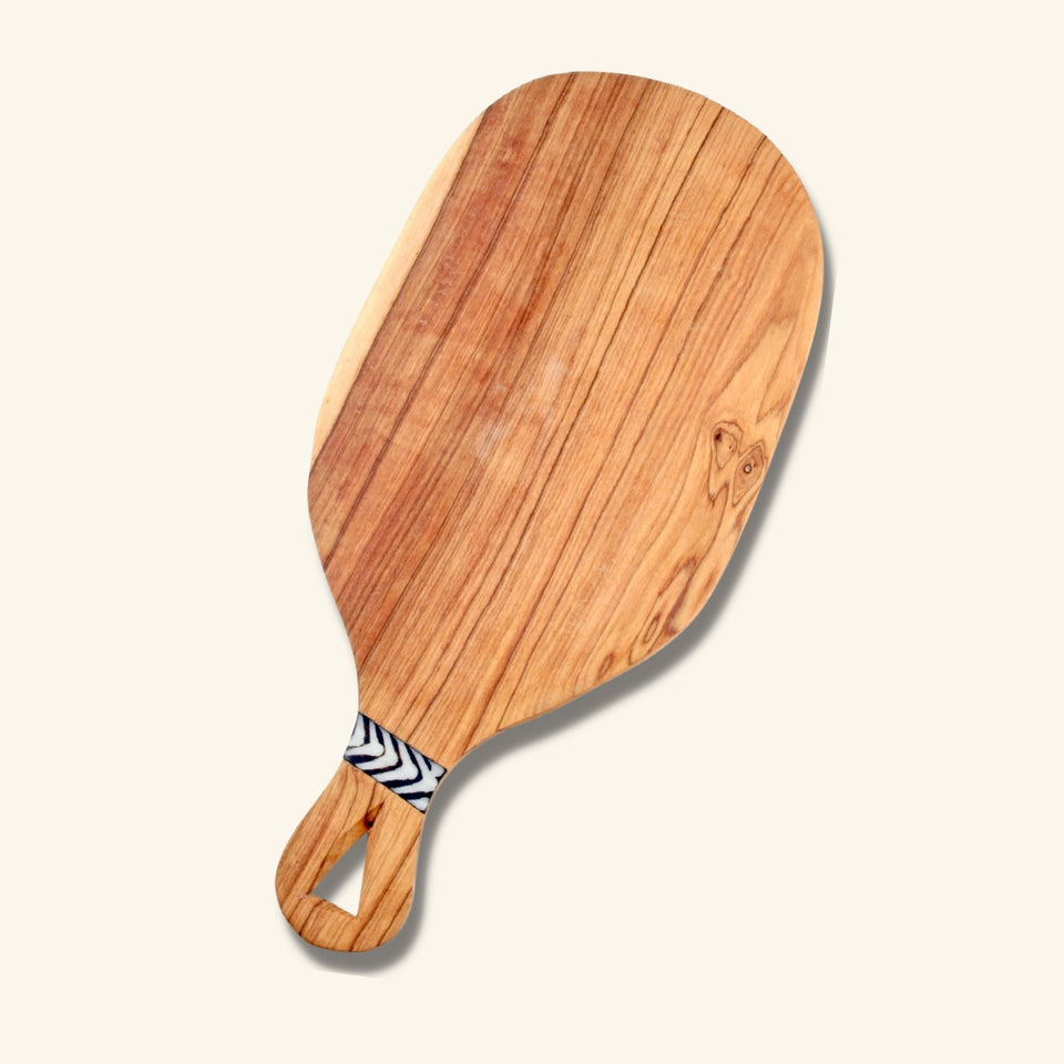 Wild Olive Wood Cheese Board with Batik Bone Handle