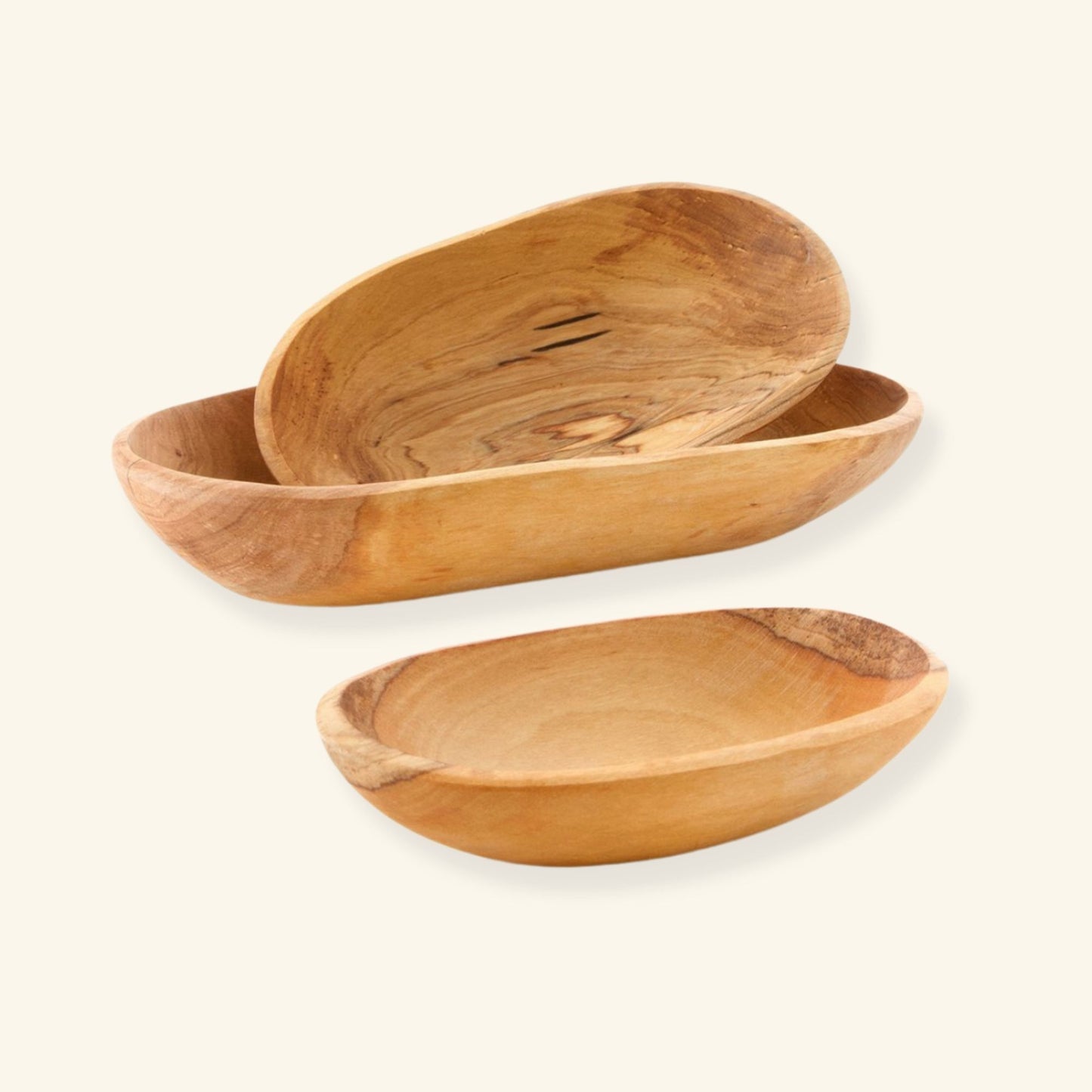 Set of 3 Olive Wood Serving Bowls