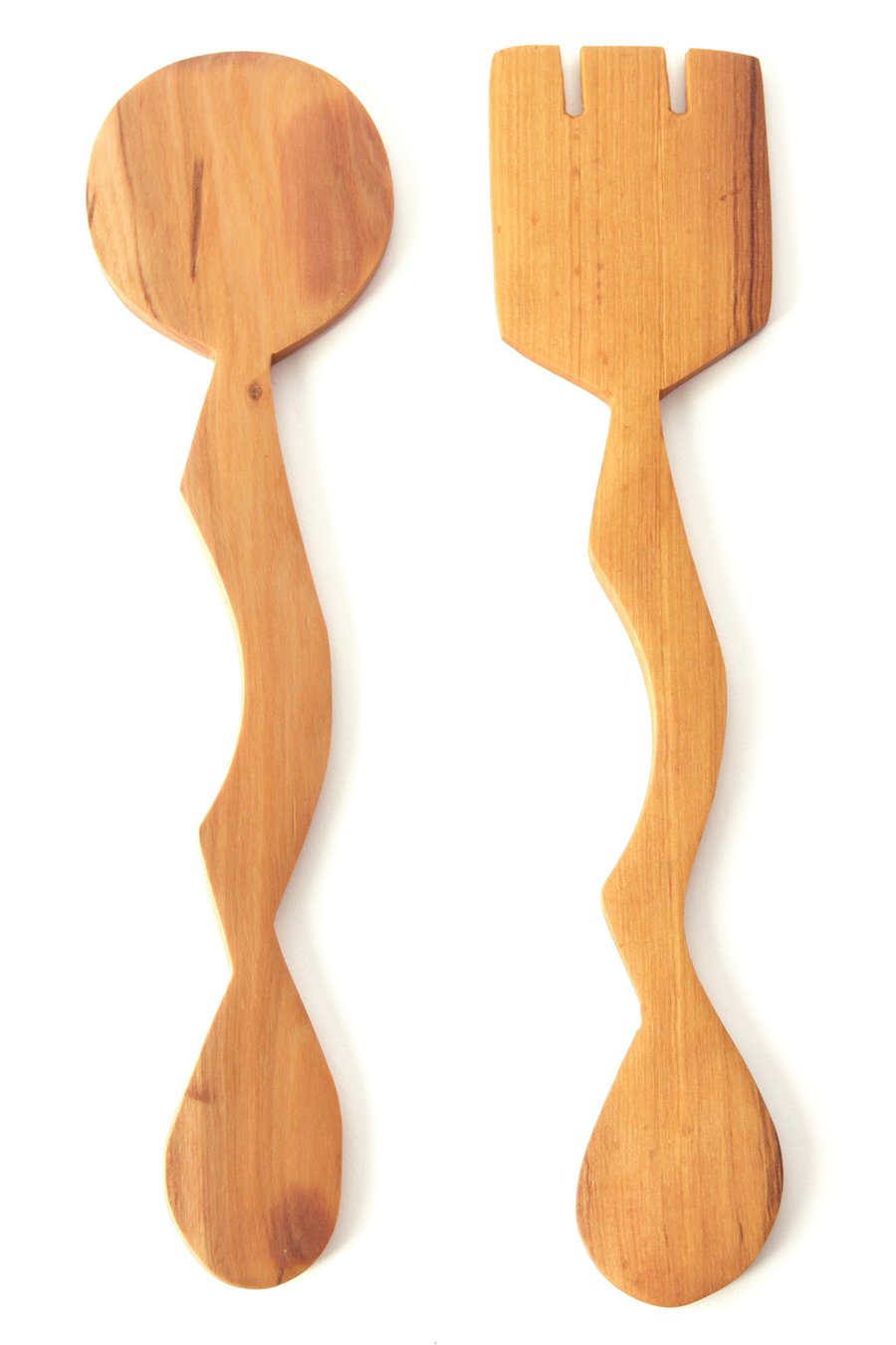 Wild Olive Wood Dune Salad Servers