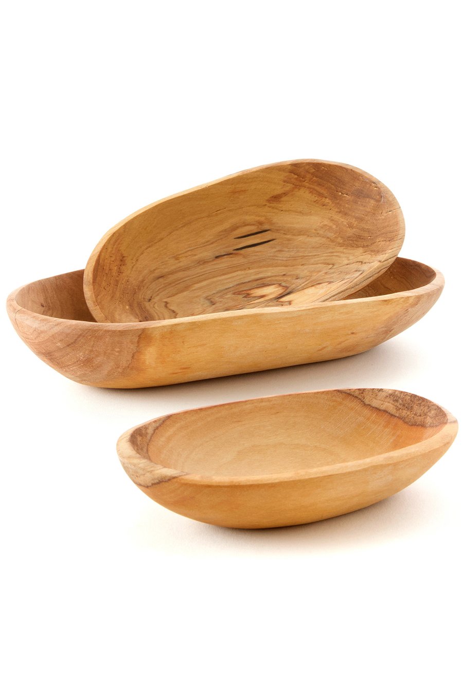 Set of 3 Olive Wood Serving Bowls